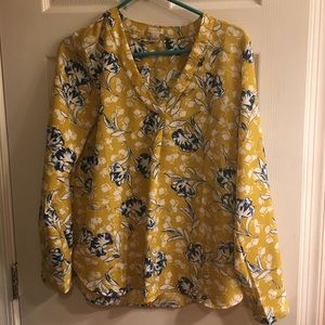 J. Crew Women’s Blouse Yellow/Navy floral Sz. M